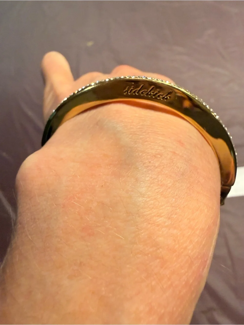 kate spade Sidekick Gold Crystal-Trim Hinged Bangle Bracelet - Picture 2 of 12